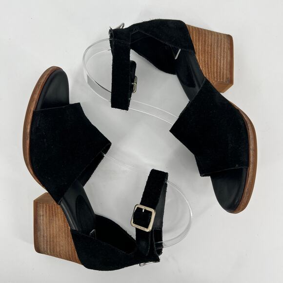 Kork Ease Gazania Sandals Women 7M Black Suede Leather Ankle Strap Open Toe Heel - Picture 5 of 10